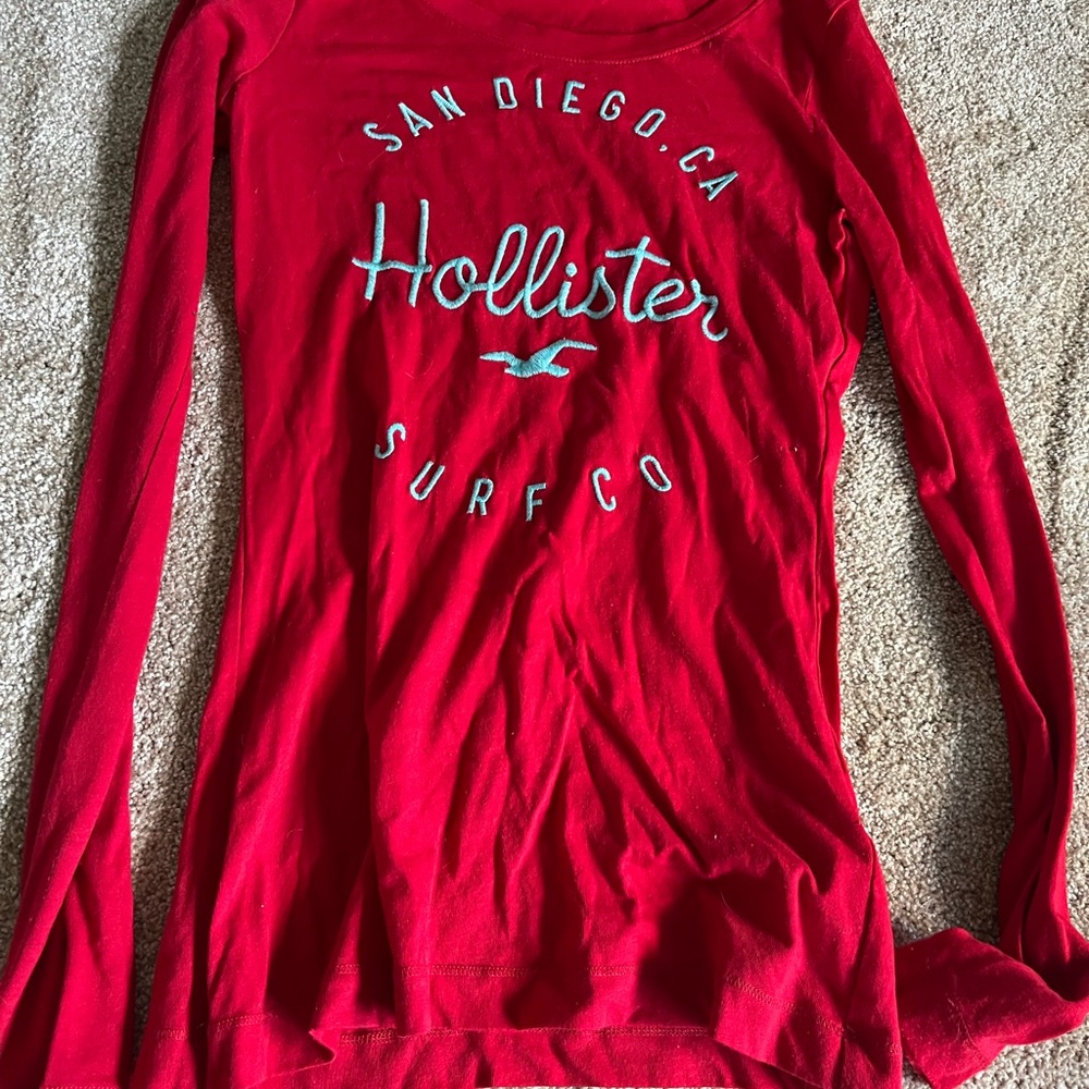 Hollister Red Graphic Long Sleeve Tee